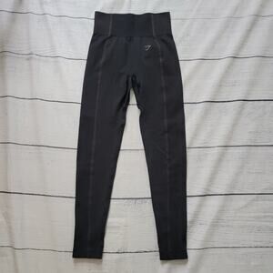 Gymshark Size EST XS Sport Sculpt Leggings Black Mesh Panels Curved Seams